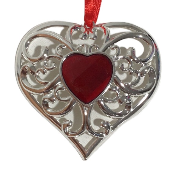 Bundle of 3 Lenox Bejeweled Tree Ornaments, Red/Purple/Blue Set in Silverplate - Picture 4 of 9